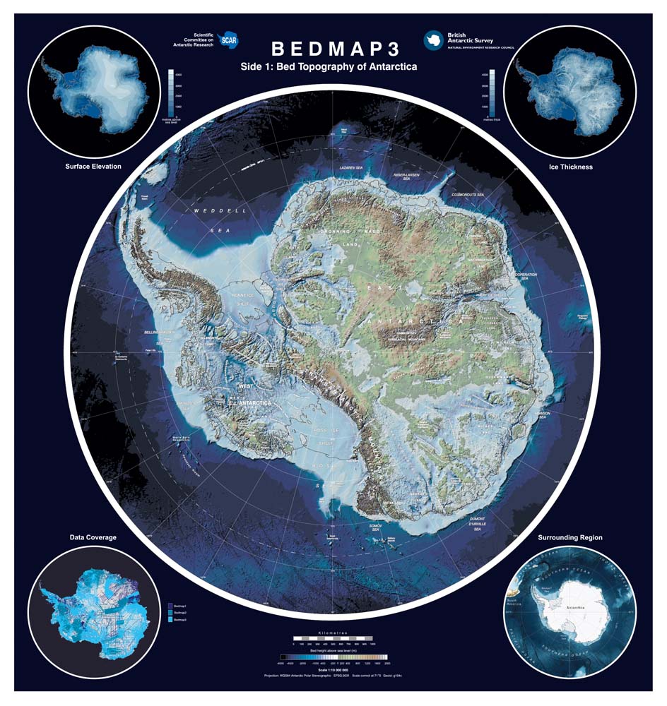 Bedmap3 - Bed topography of Antarctica