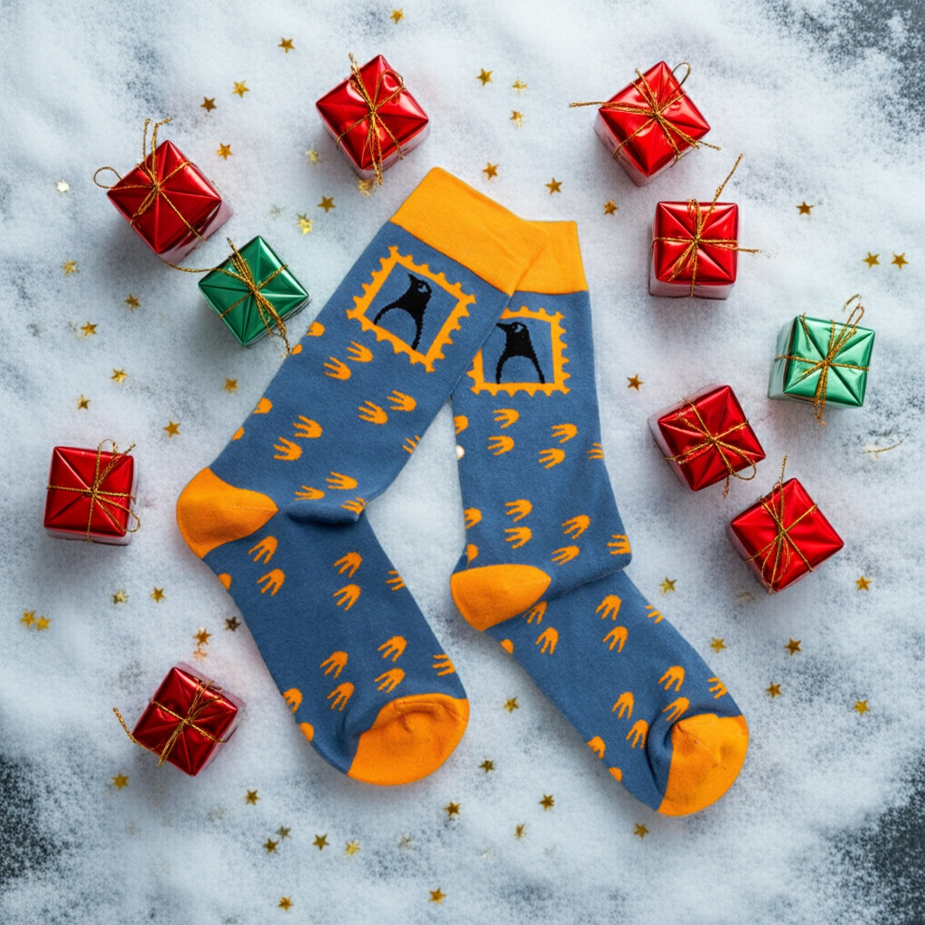 Penguin Footprint Socks (blue)