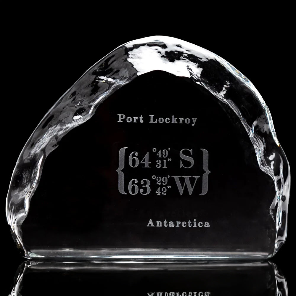 Port Lockroy Co-ordinates Crystal Paperweight