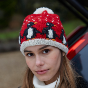 Red Penguin Bobble Beanie