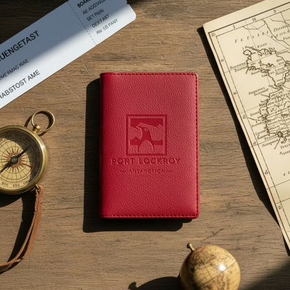 red vegan leather passport holder