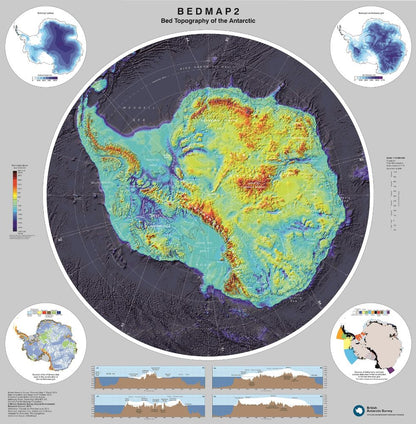 Bedmap2 - Bed topography of Antarctica Map
