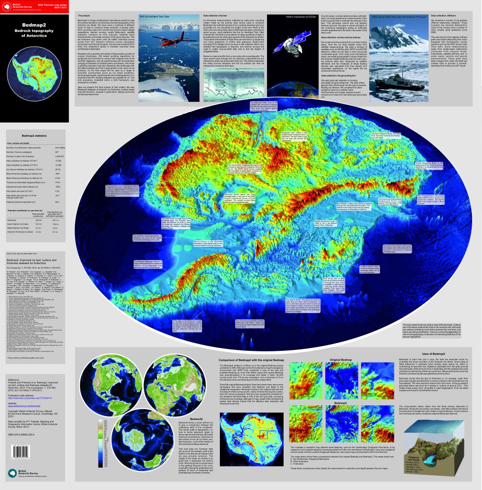 Bedmap2 - Bed topography of Antarctica Map