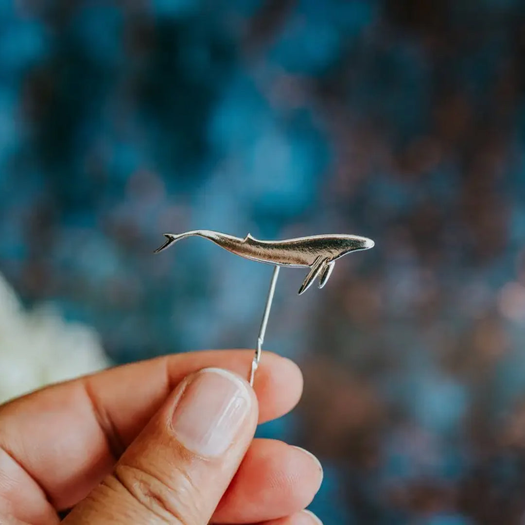 Silver Whale Pin