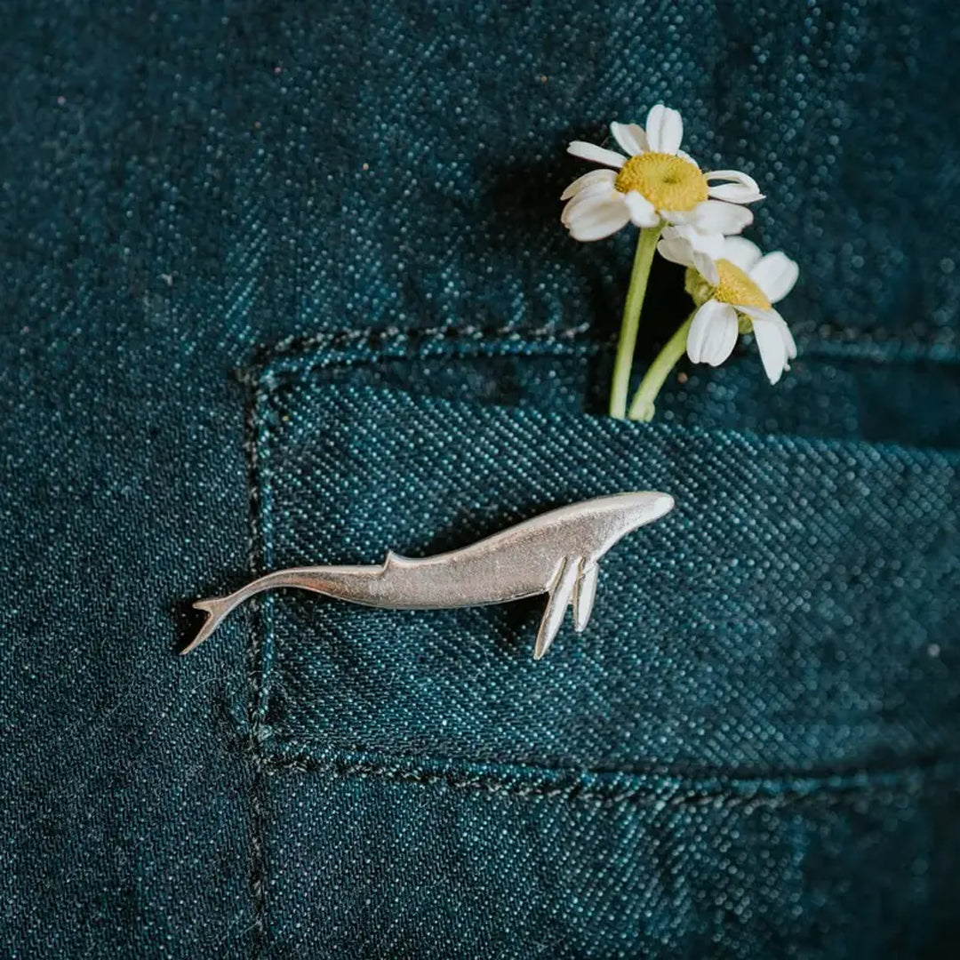 Silver Whale Pin
