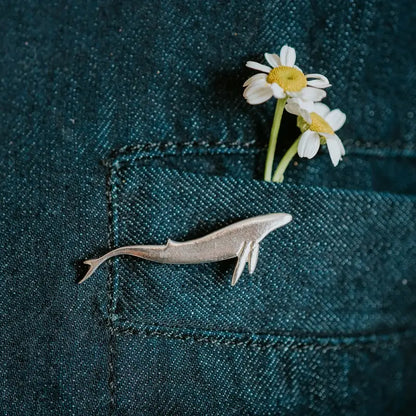 Silver Whale Pin