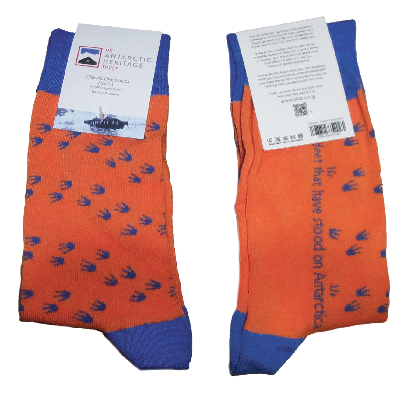 Penguin Footprint Socks, orange, small