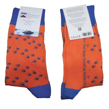 Penguin Footprint Socks, orange, small