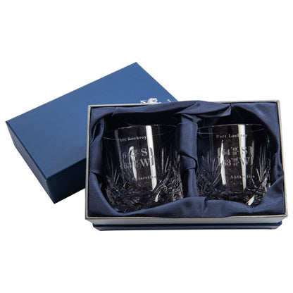 Port Lockroy Co-ordinates Crystal Tumblers set of 2